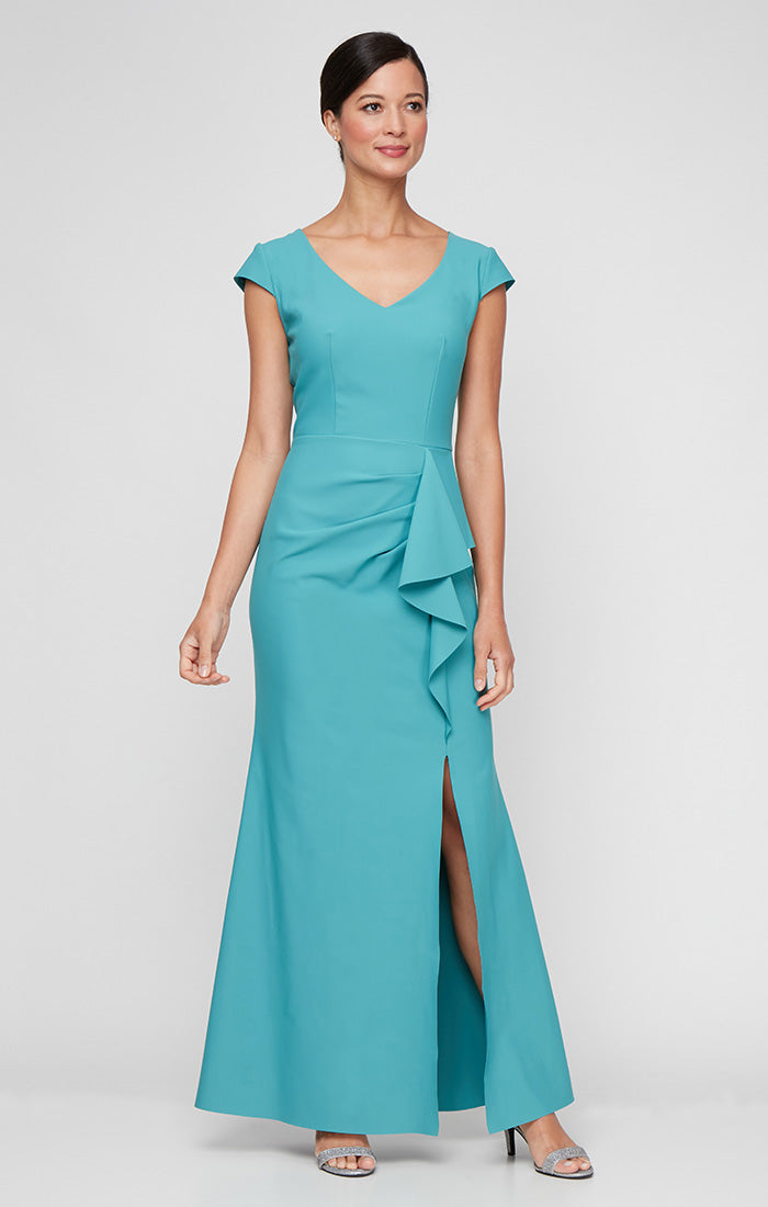 Formal Dresses Long Slit Ruffle Formal Evening Dress Teal
