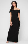 Formal Dresses Pleated Long Formal Ruffle Evening Dress Black