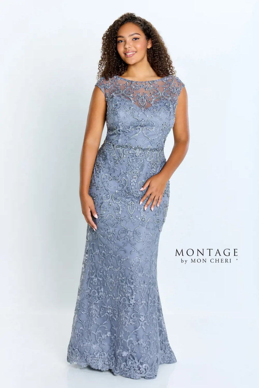 Formal Dresses Beaded Floral Long Fitted Formal Evening Dress Dark Gray