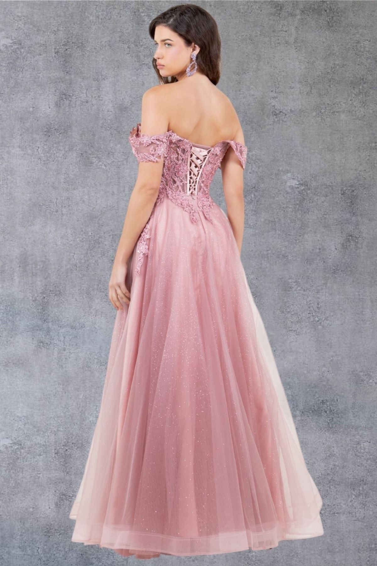 Prom Dresses A Line Long Formal Prom Glitter Dress Dusty Rose