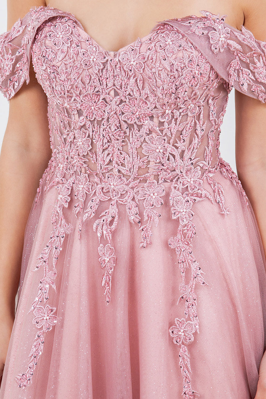 Prom Dresses A Line Long Formal Prom Glitter Dress Dusty Rose