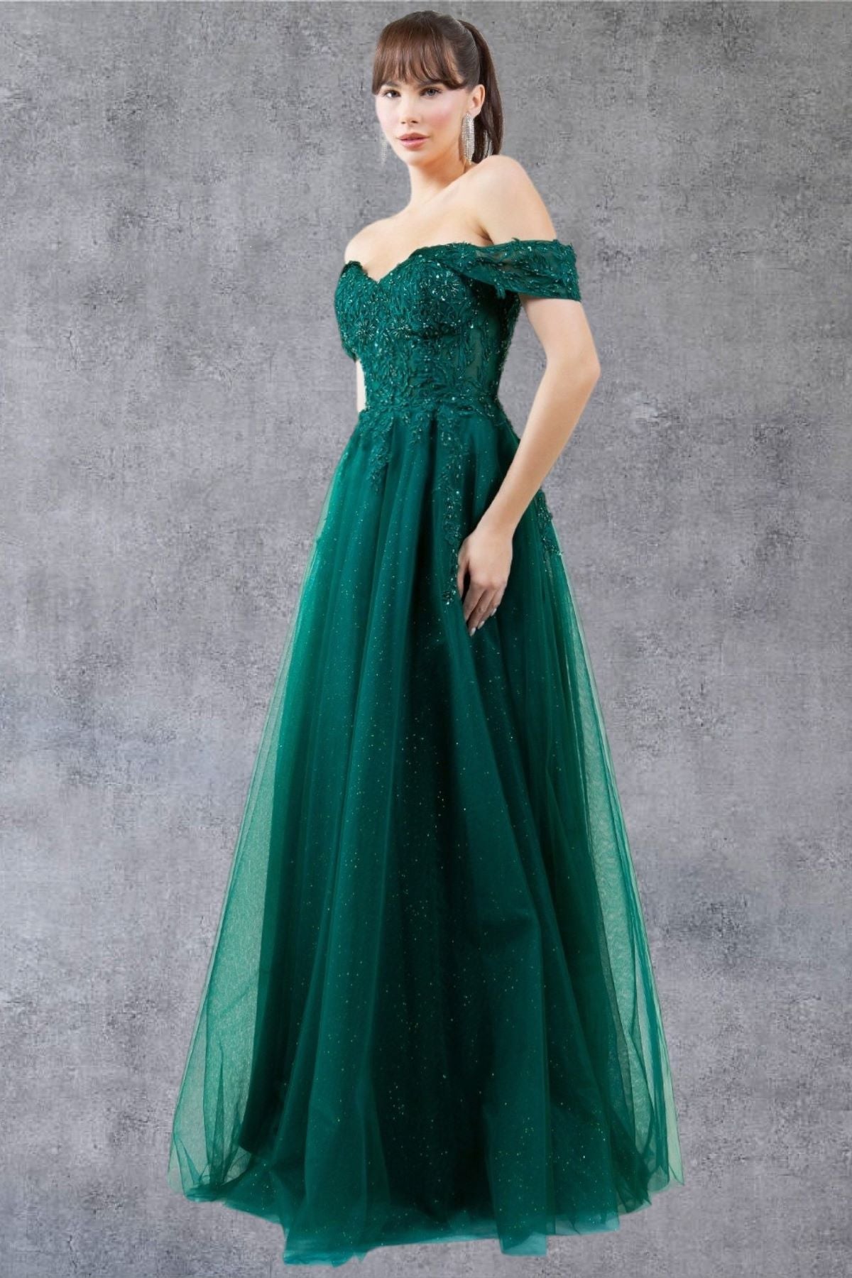 Prom Dresses A Line Long Formal Prom Glitter Dress Hunter Green