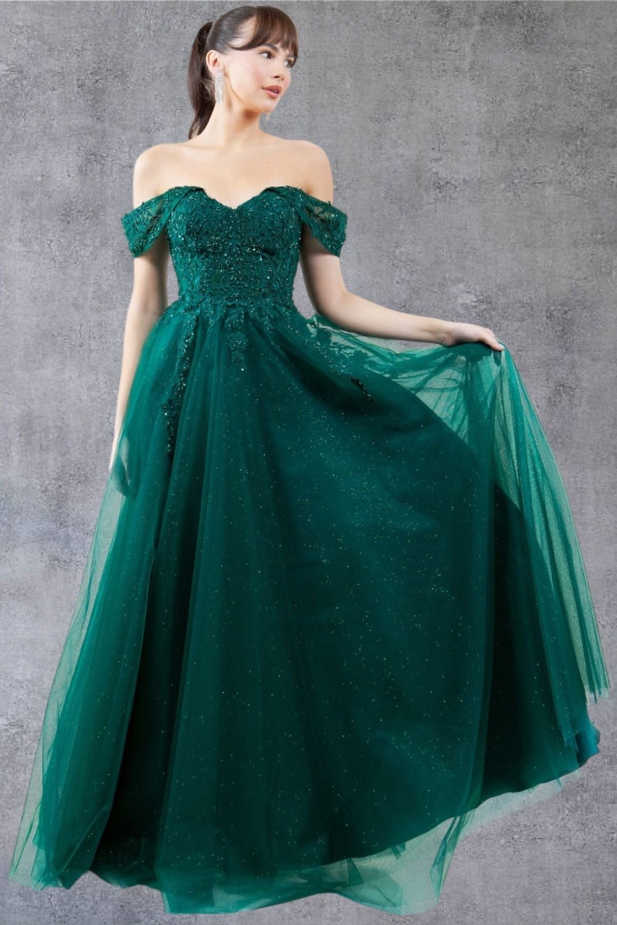 Prom Dresses A Line Long Formal Prom Glitter Dress Hunter Green
