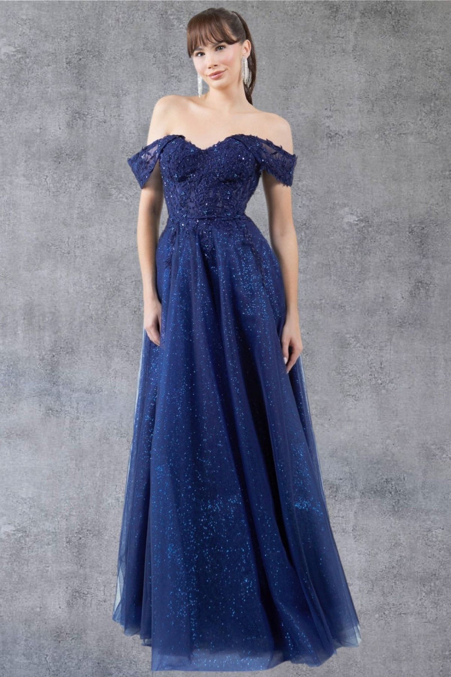 Prom Dresses A Line Long Formal Prom Glitter Dress Navy