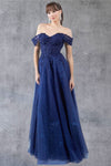 Prom Dresses A Line Long Formal Prom Glitter Dress Navy