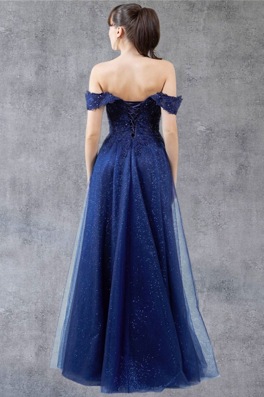 Prom Dresses A Line Long Formal Prom Glitter Dress Navy