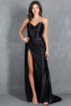 Prom Dresses Long Slit Formal Prom Pleated Dress Black