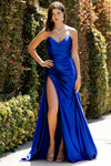 Prom Dresses Long Slit Formal Prom Pleated Dress Royal