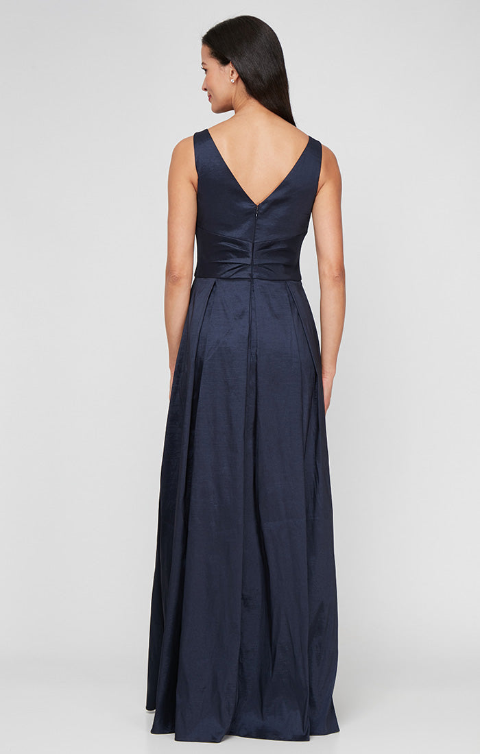 Formal Dresses Pleated Long Formal Evening Dress Dark Navy