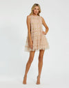 Cocktail Dresses Short Ruffle Beaded Cocktail Dress Nude Multi