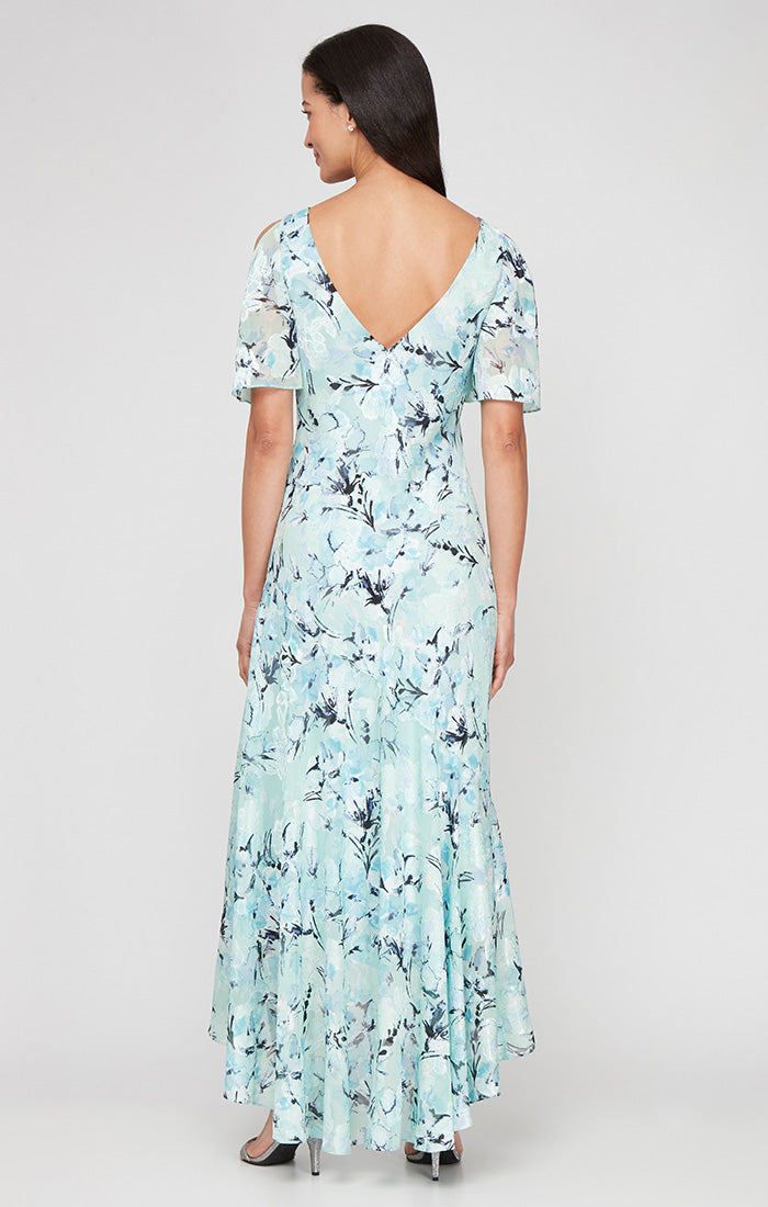 Cocktail Dresses Tea Length Formal Floral Printed Cocktail Dress Mint Multi