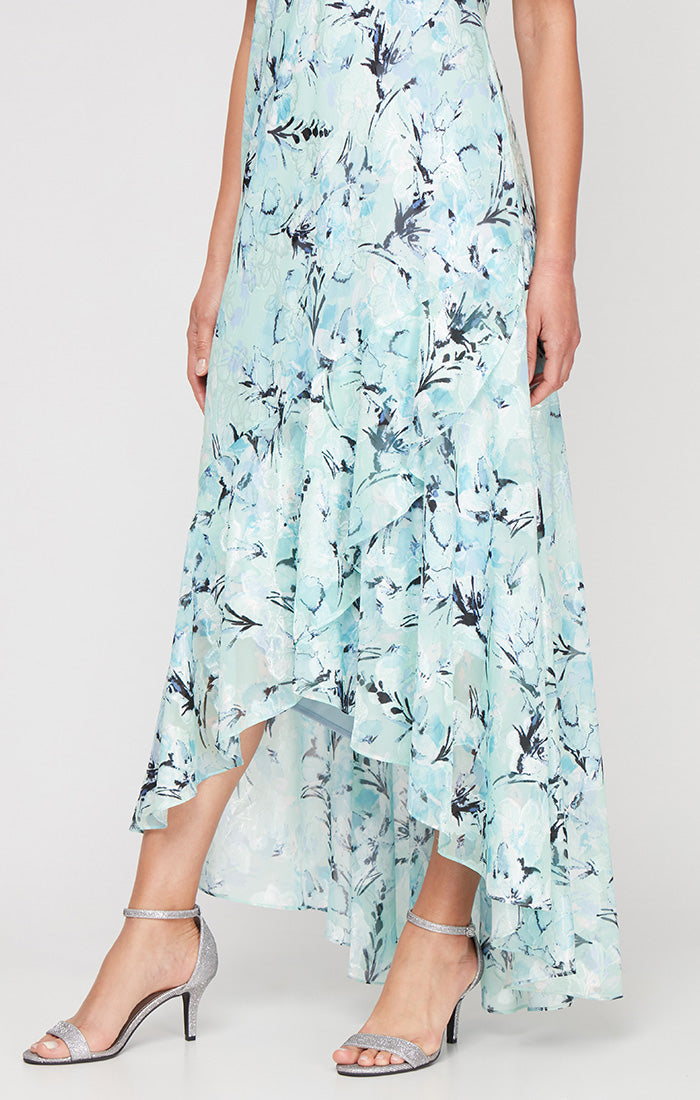 Cocktail Dresses Tea Length Formal Floral Printed Cocktail Dress Mint Multi