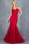 Prom Dresses Fitted Formal Long Floram Prom Mermaid Dress Burgundy