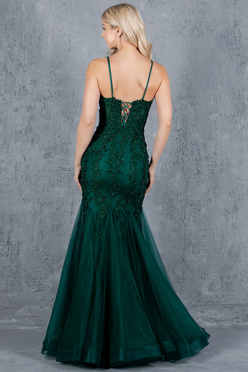 Prom Dresses Fitted Formal Long Floram Prom Mermaid Dress Hunter Green