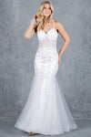 Wedding Dresses Fitted Long Mermaid Floral Wedding Dress Off White