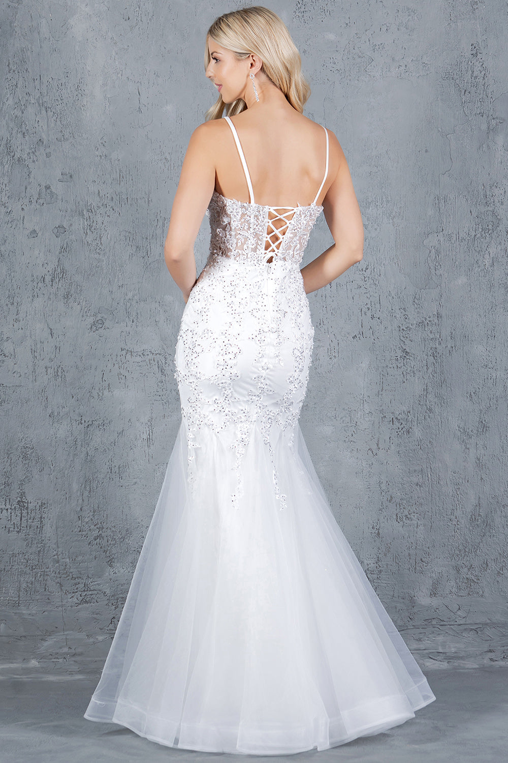 Wedding Dresses Fitted Long Mermaid Floral Wedding Dress Off White