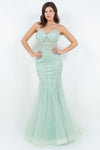 Prom Dresses Fitted Formal Long Floram Prom Mermaid Dress Sage