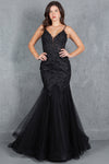 Prom Dresses Fitted Lace Long Formal Mermaid Prom Dress Black