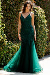 Prom Dresses Fitted Lace Long Formal Mermaid Prom Dress Hunter Green