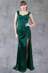 Prom Dresses Long Lace Prom Beaded Slit 3D Formal Dress Hunter Green