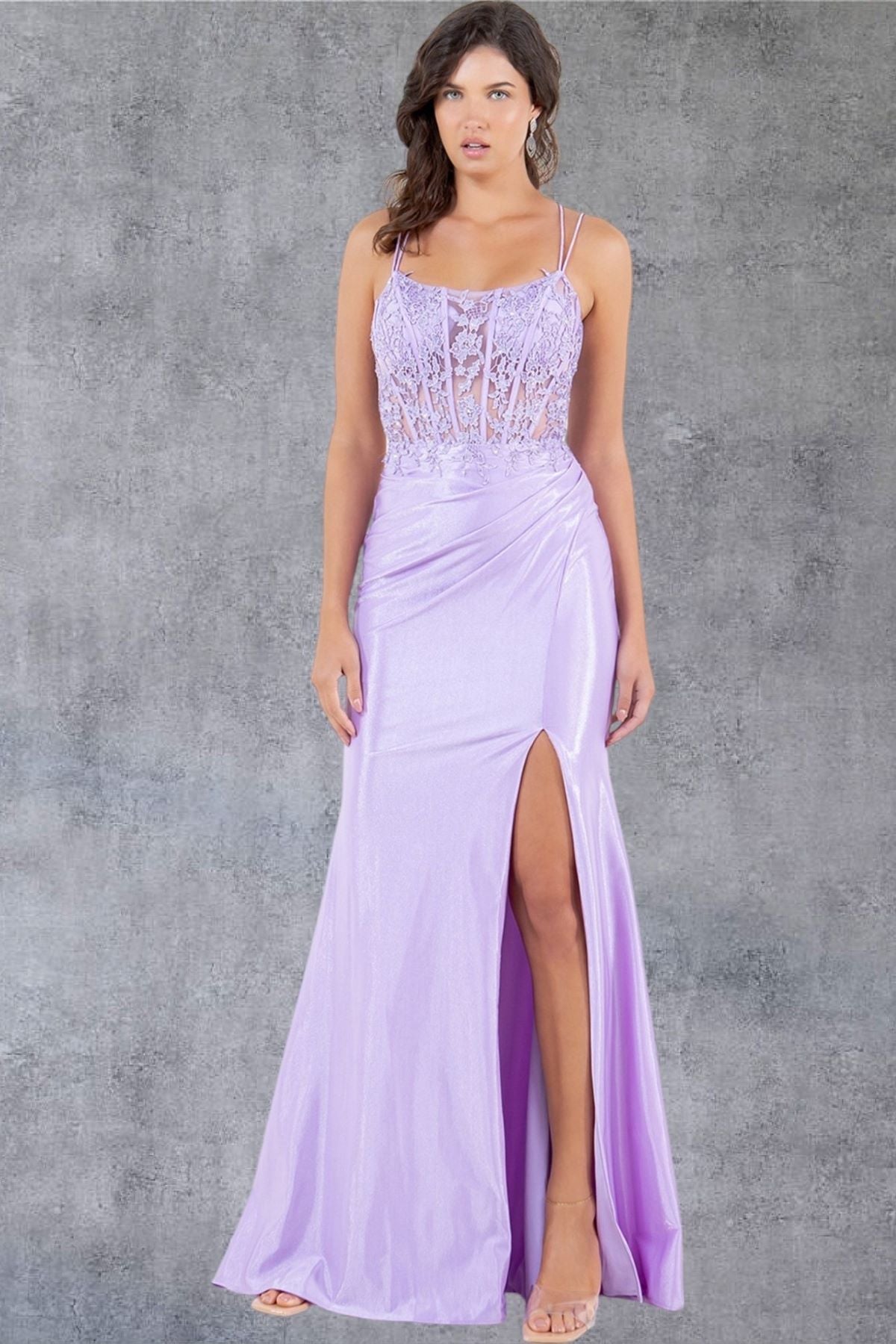 Prom Dresses Formal Long Floral Lace Prom Dress Lilac