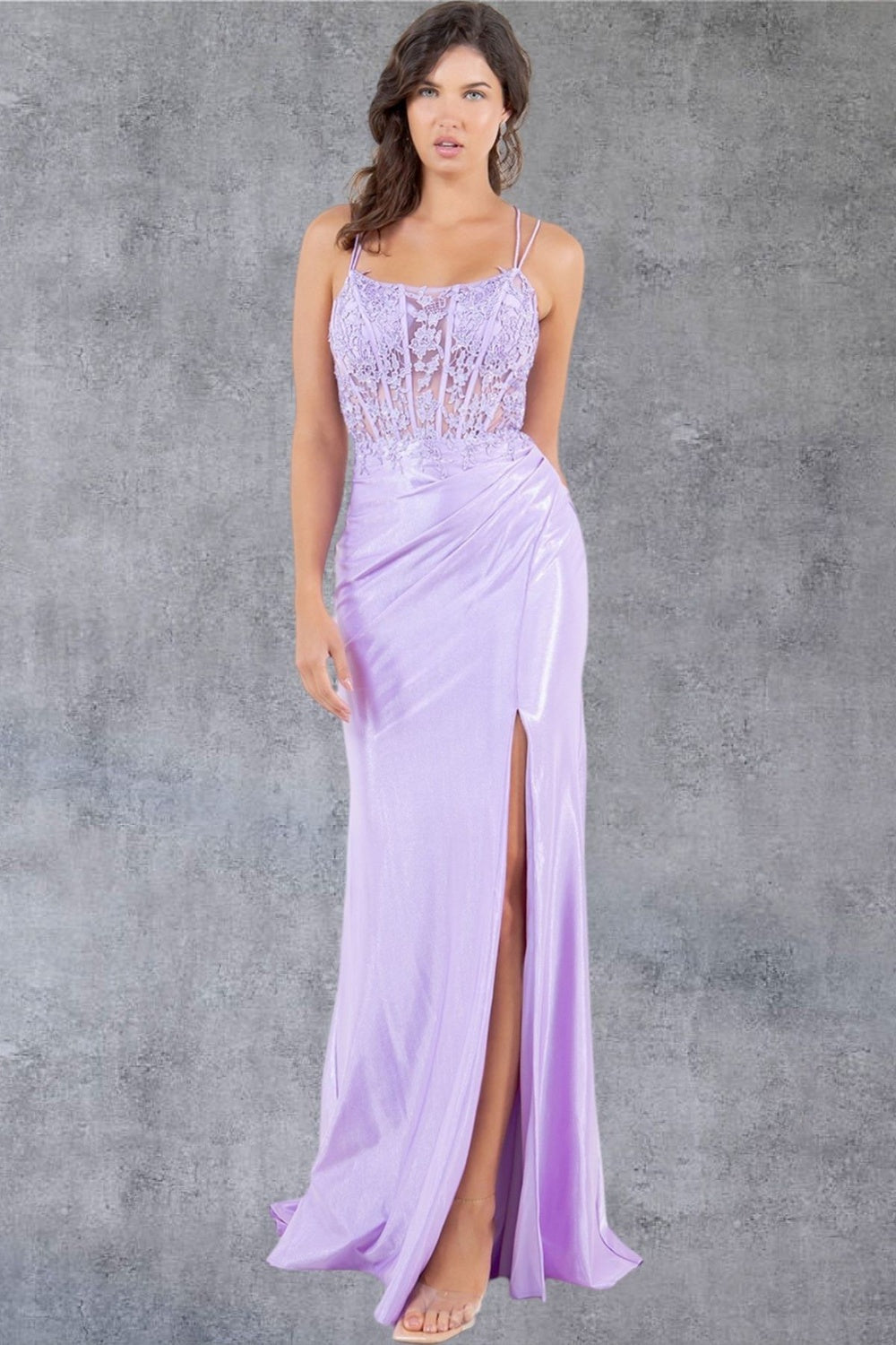 Prom Dresses Formal Long Floral Lace Prom Dress Lilac