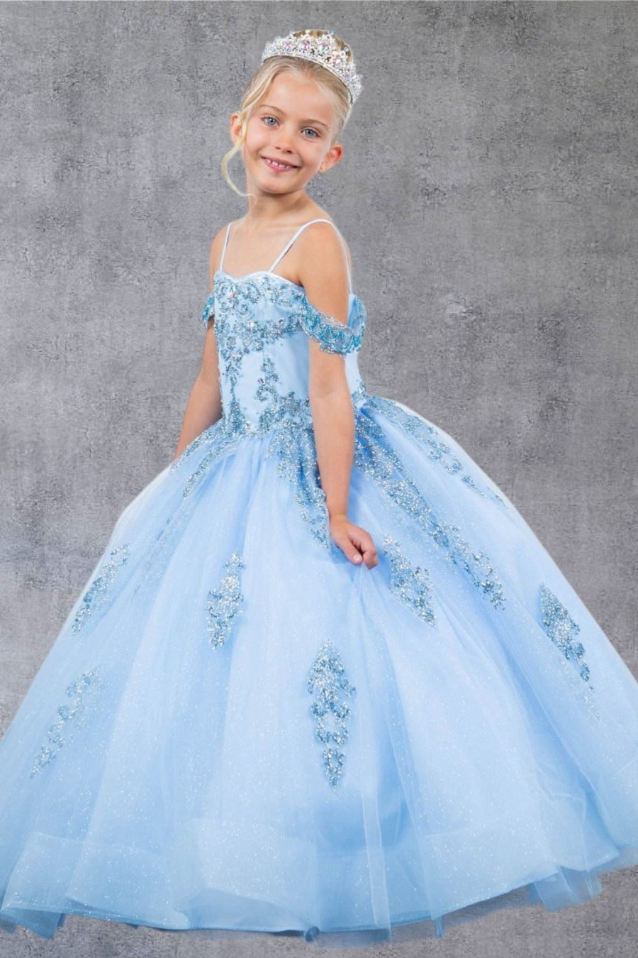Flower Girl Dresses Glitter Applique A Line Flower Girl Dress Blue