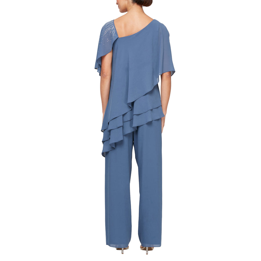 Pant Suit Two Piece Teired Mother of the Bride Pant Suit Wedgewood