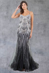 Prom Dresses Beaded Long Lace Formal Prom Dress Black/Silver
