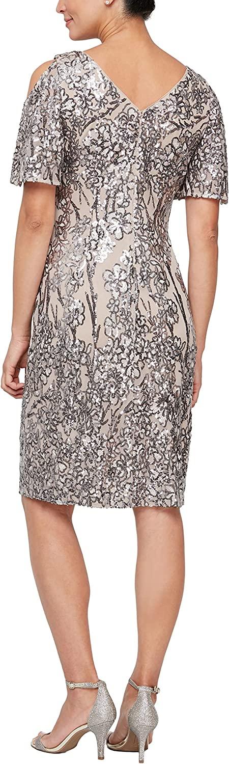 Alex Evenings 8196728 Short Flutter Sleeve Dress