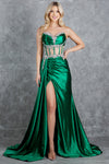 Prom Dresses  Long Prom Formal Fitted Slit Evening Dress Emerald