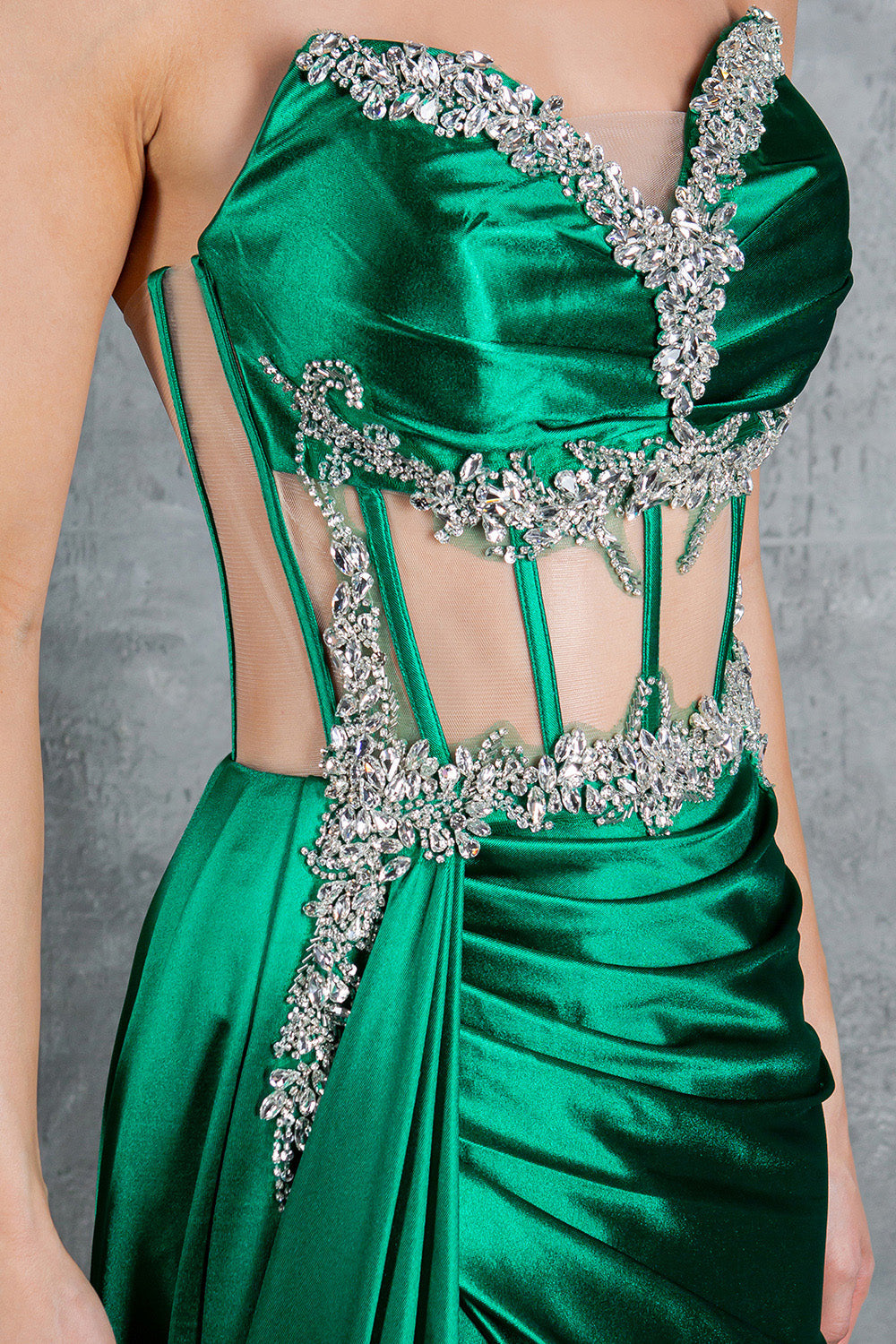 Prom Dresses  Long Prom Formal Fitted Slit Evening Dress Emerald