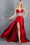 Prom Dresses Long Prom Formal Fitted Slit Evening Dress Red