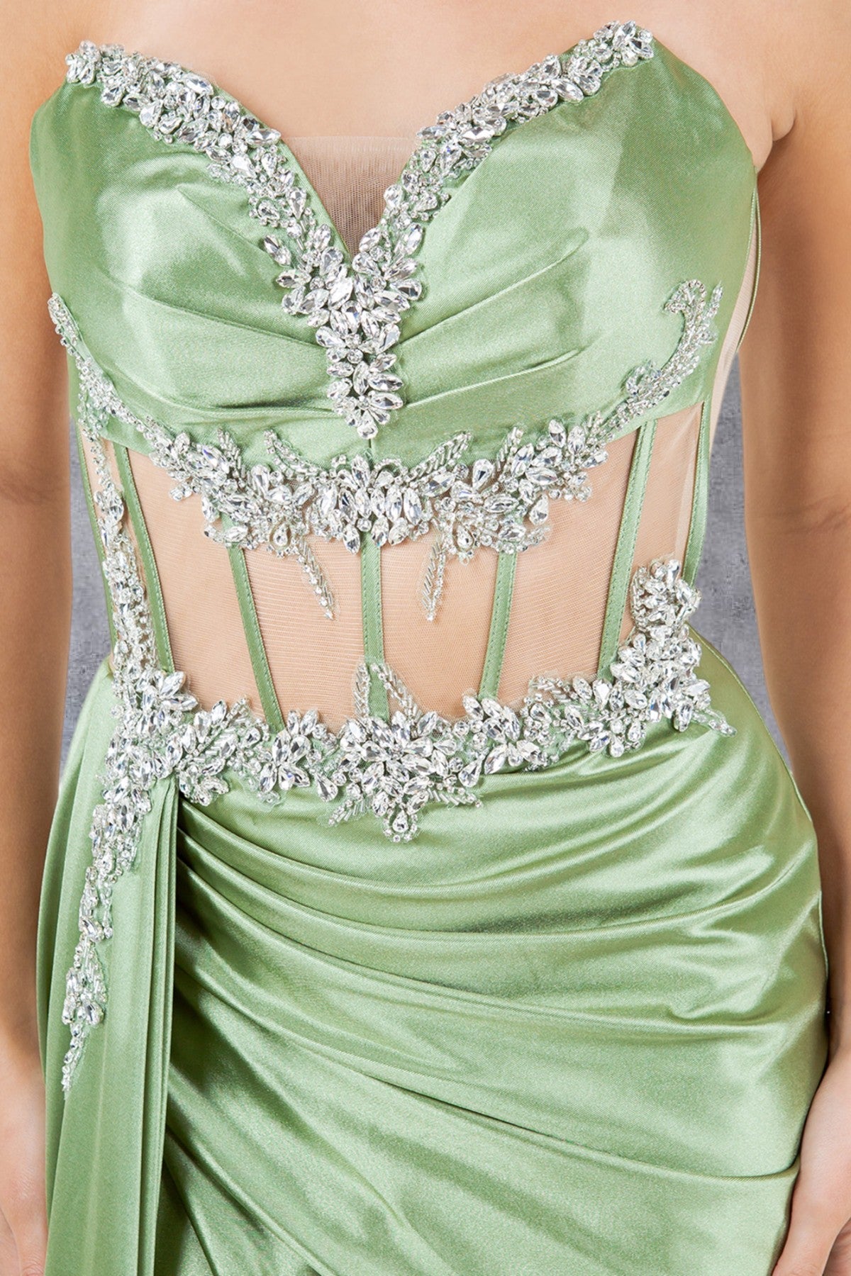 Prom Dresses Long Prom Formal Fitted Slit Evening Dress Sage