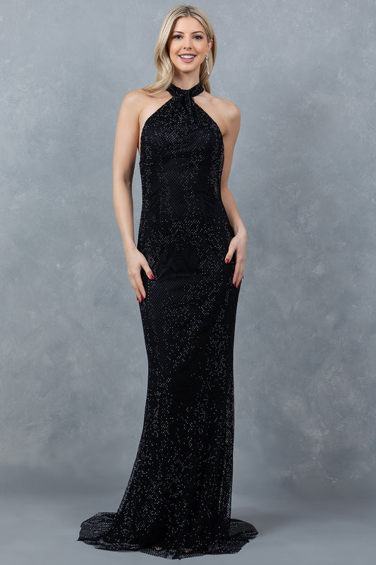 Prom Dresses Long Slit Beaded Formal Prom Dress Black