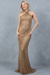 Prom Dresses Long Slit Beaded Formal Prom Dress Gold