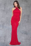 Prom Dresses Long Slit Beaded Formal Prom Dress Red