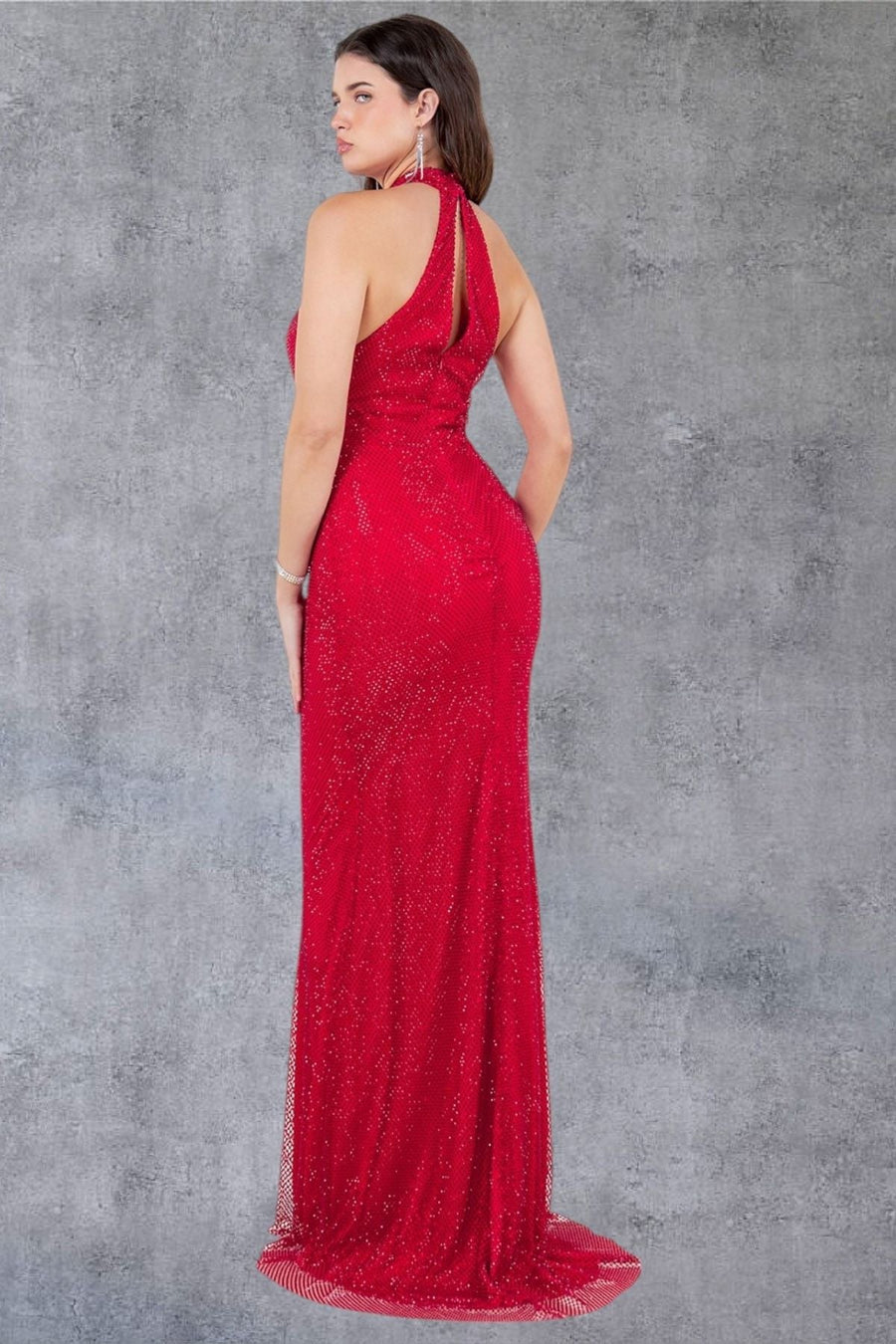 Prom Dresses Long Slit Beaded Formal Prom Dress Red