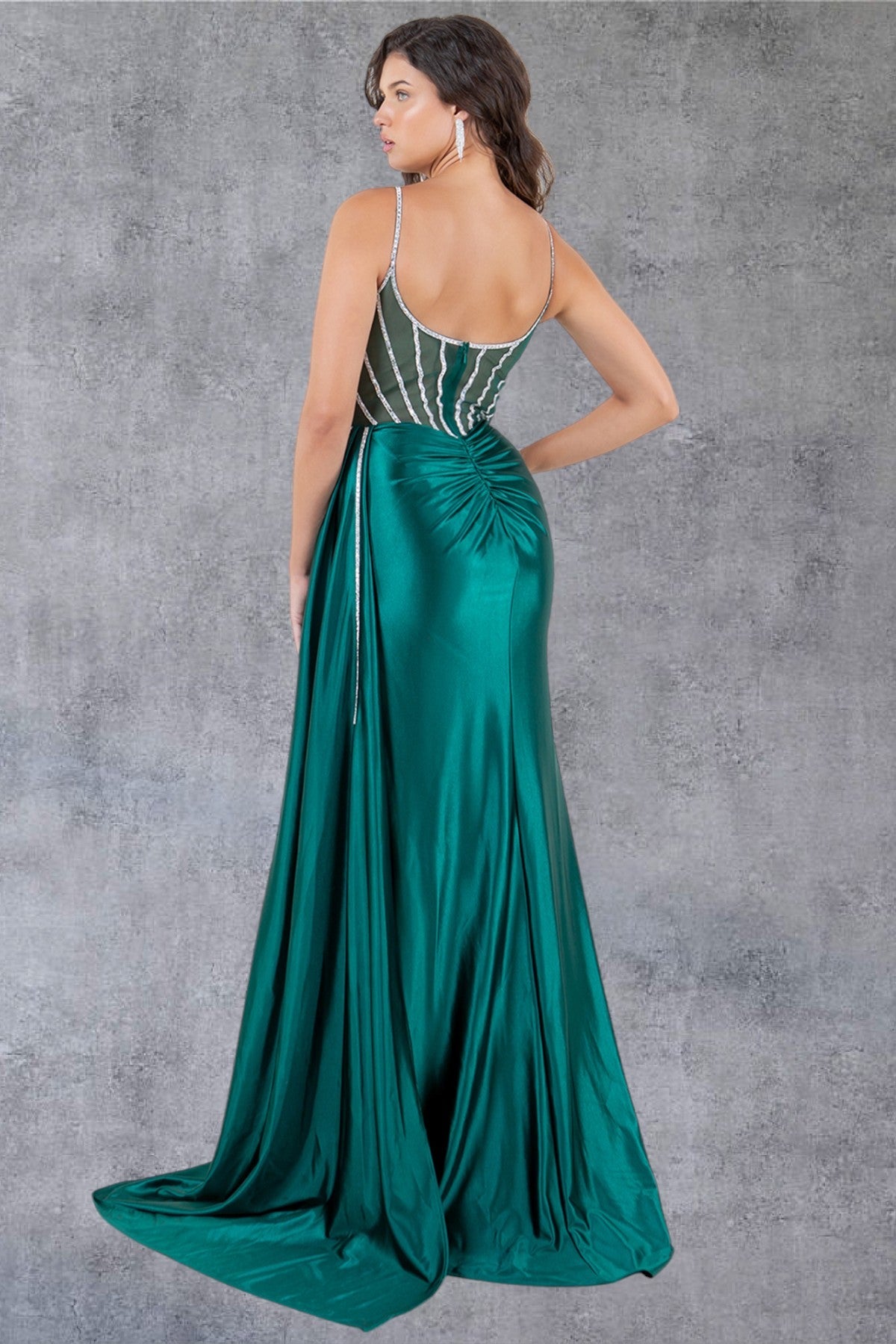 Prom Dresses Fitted Long Prom Slit Beaded Formal Dress Hunter Green