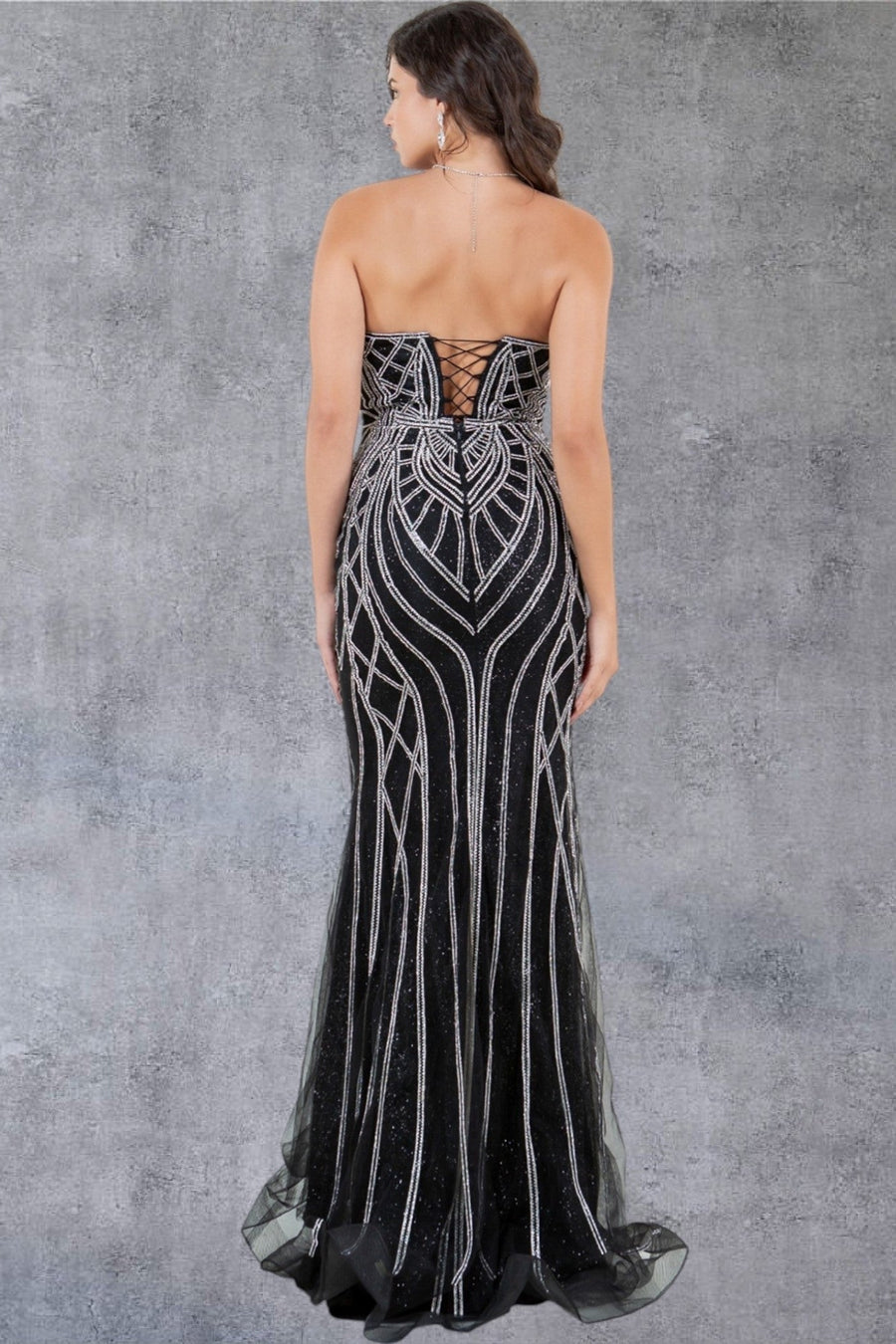 Prom Dresses Prom Long Beaded Long Formal Pattern Dress Black/Silver