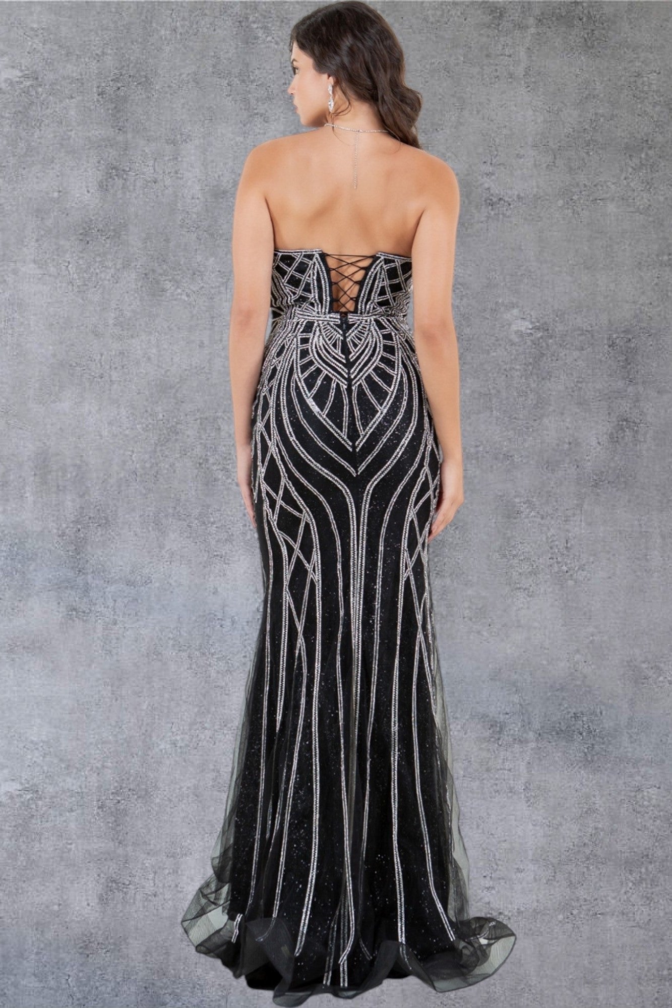 Prom Dresses Prom Long Beaded Long Formal Pattern Dress Black/Silver