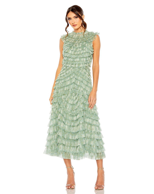 Prom Dresses Long Formal Ruffle Tiered Prom Dress Green Multi