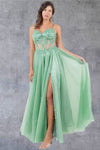Prom Dresses A Line Long Formal Prom Glitter Dress Sage