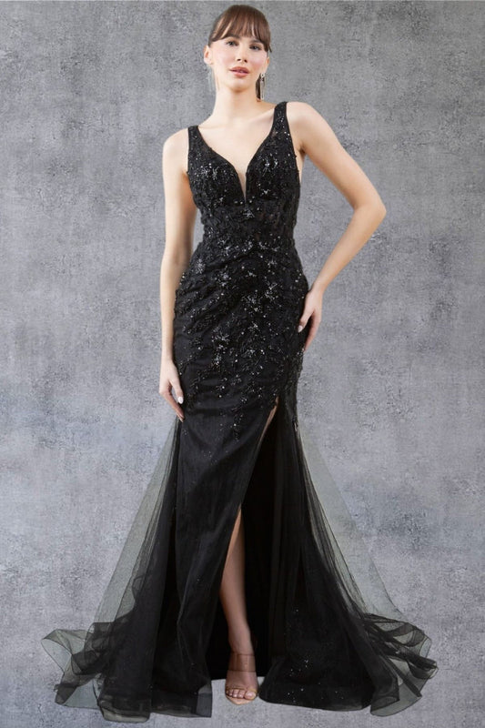 Prom Dresses Formal Long Beaded Lace Mermaid Prom Dress Black
