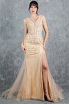 Prom Dresses Formal Long Beaded Lace Mermaid Prom Dress Champagne