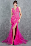 Prom Dresses Formal Long Beaded Lace Mermaid Prom Dress Fuchsia