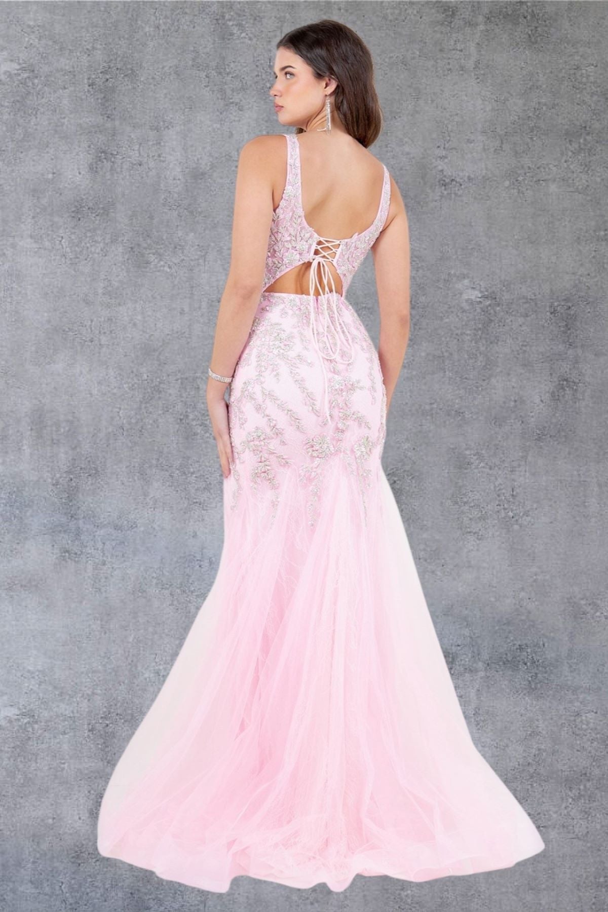 Prom Dresses Formal Long Beaded Lace Mermaid Prom Dress Pink