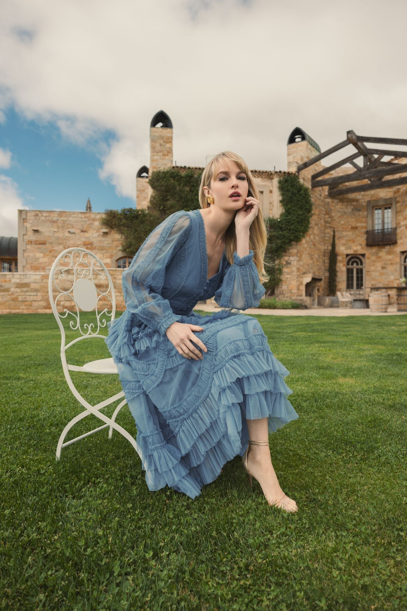 Cocktail Dresses A Line Short Cocktail Ruffle Midi Length Dress Slate Blue