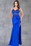 Prom Dresses Beaded Slit Long Formal Prom Sequin Dress Royal