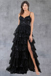 Prom Dresses A Line Long Formal Ruffle Prom Dress Black